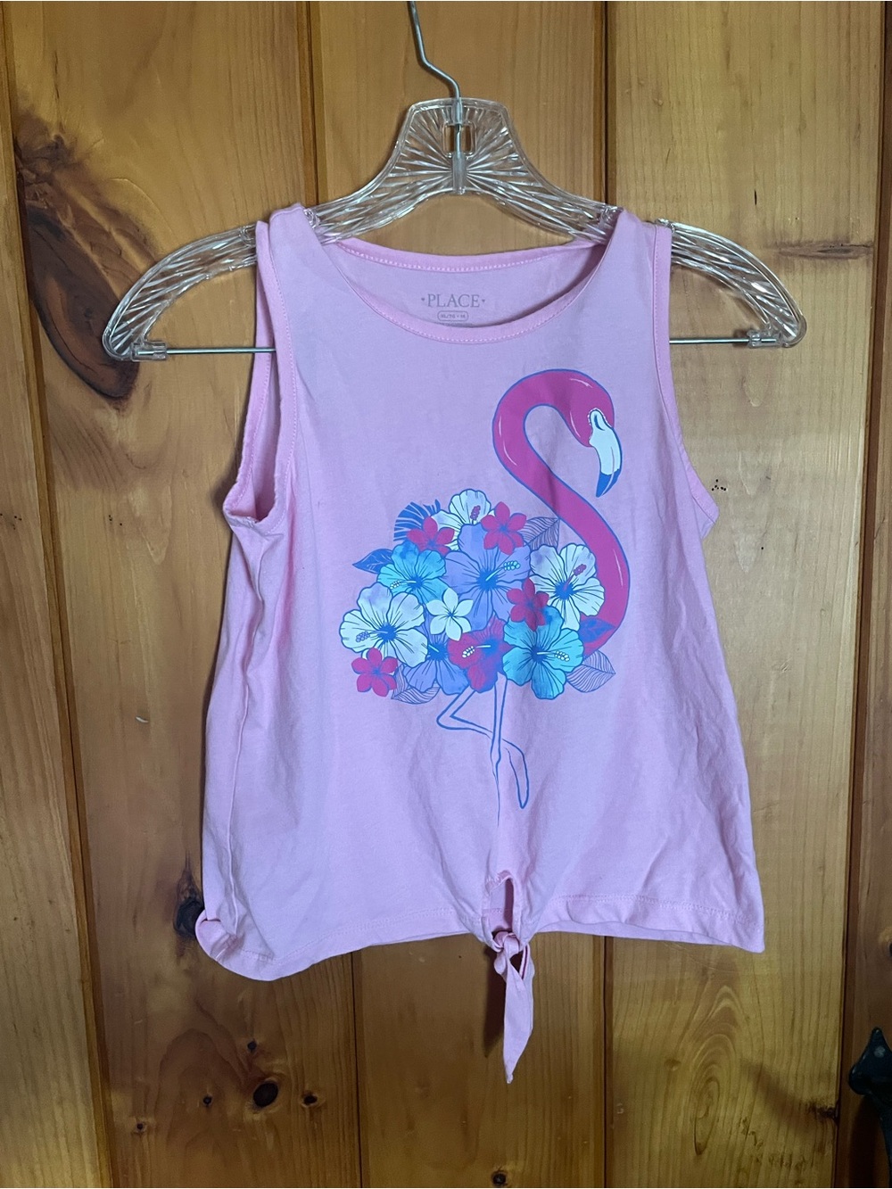 Place Pink Flamingo Floral Tie-Front Tank Top